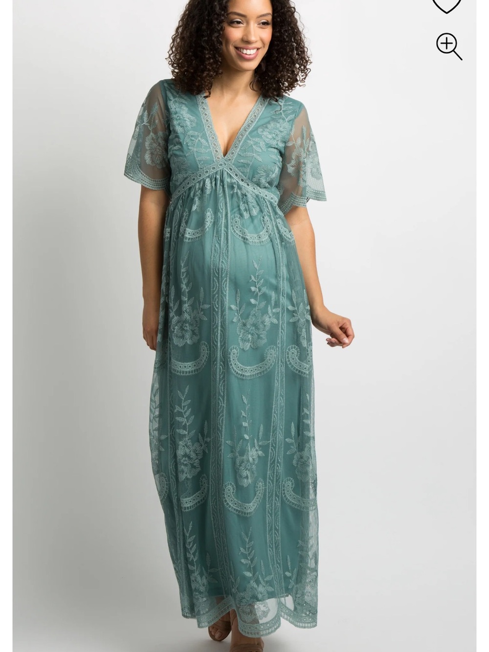 Pinkblush Sage Embroidered V-Neck Maxi Dress